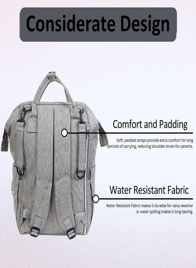 TAG24 Diaper Backpack For Mothers For Travel | Diaper Bags For Mom With Multi Compartments, Insulated Bottle Pockets, Waterproof - Grey - Image 4