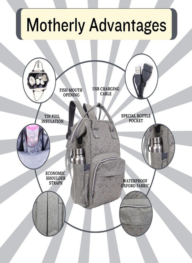 TAG24 Diaper Backpack For Mothers For Travel | Diaper Bags For Mom With Multi Compartments, Insulated Bottle Pockets, Waterproof - Grey - Image 3