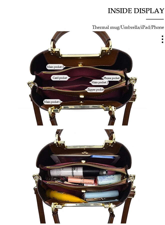 DUNISO حقائب يد نسائية عتيقة ذات سعة كبيرة من الجلد الصناعي حقيبة كتف للسيدات حقيبة كروس بتصميم أنيق مع حزام قابل للفصل للسيدات - Image 4