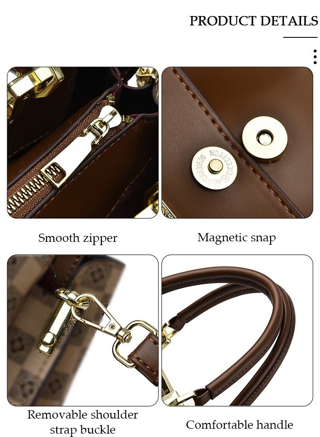 DUNISO حقائب يد نسائية عتيقة ذات سعة كبيرة من الجلد الصناعي حقيبة كتف للسيدات حقيبة كروس بتصميم أنيق مع حزام قابل للفصل للسيدات - Image 2