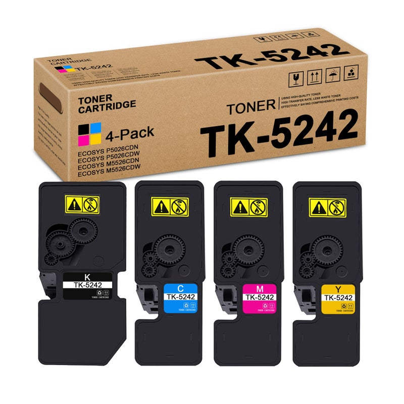 TK5242 TK5242 Toner Cartridge Set 4Pack 1Black1Cyan1Magenta1Yellow Lovn TK5242K TK5242C TK5242M TK5242Y Toner Replacement for Kyocera ECOSYS P5026cdn P5026cdw M5526cdn M5526cdw Printer