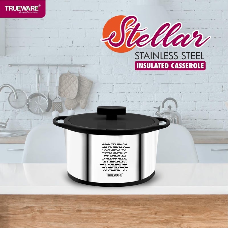 Trueware Trueware Stellar Steel Casserole 1000 ml PU Insulated BPA Free Odour Proof Food Grade Easy to Carry Easy to Store Ideal for Chapatti Roti Curd Maker Thermoware Hot Pot Silver  - Image 4