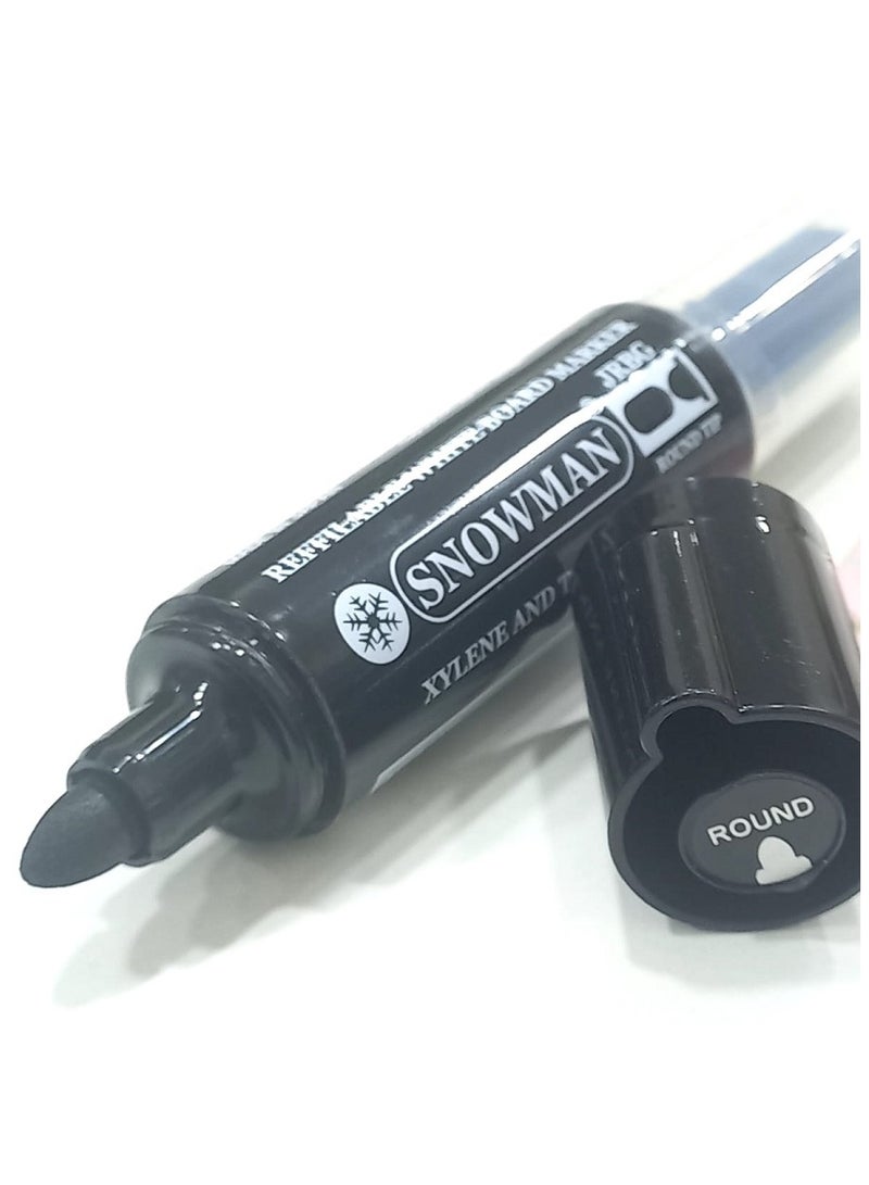 سنو مان قلم سبوره أسود سن مدور قابل لأعادة التعبئة - Image 2