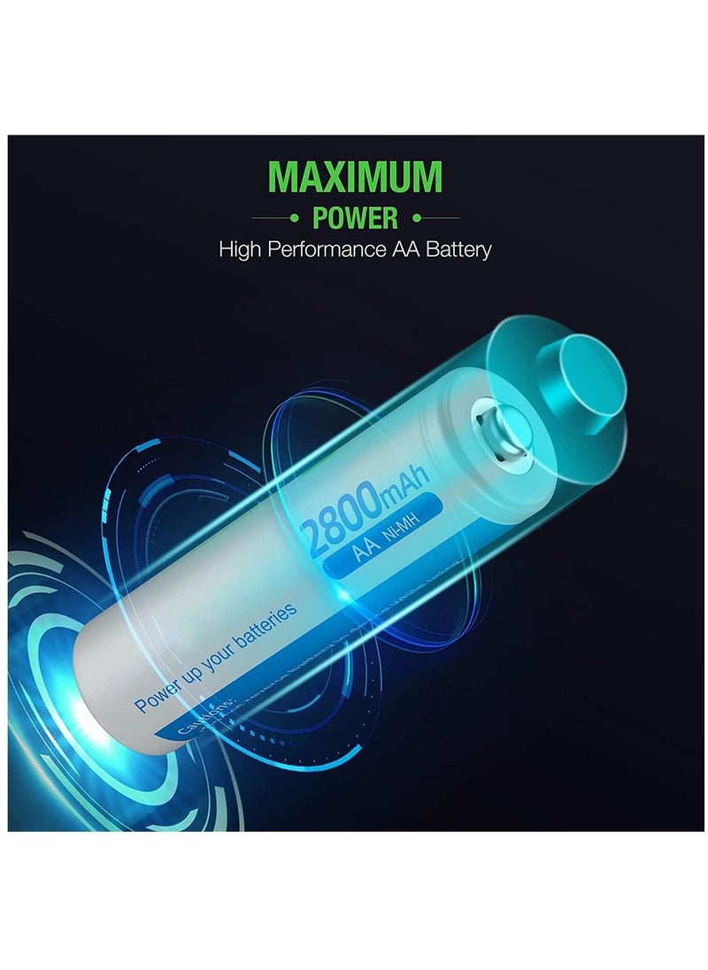 Arabest AA Rechargeable Batteries Charger, 8-Bay Pro AA AAA Battery Charger with Type-C Fast Charging, Independent Slot  - Image 3