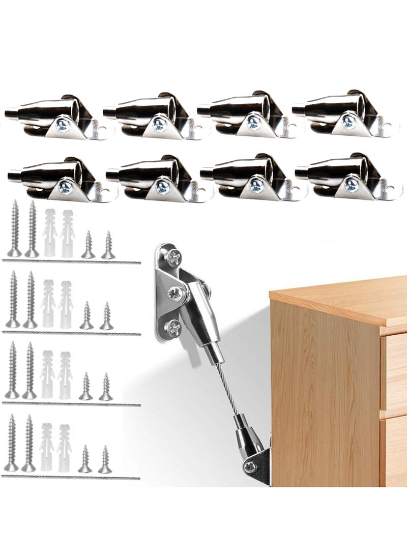 Zikra 4Pack Furniture Anchors,Anti Tip Furniture Anchors for Baby Proofing,Furniture Wall Anchors Earthquake Straps for Cabinet,TV Stand,Cabinet,Shelf,Dresser Wall Safety Anchor Prevent Falling - Image 1