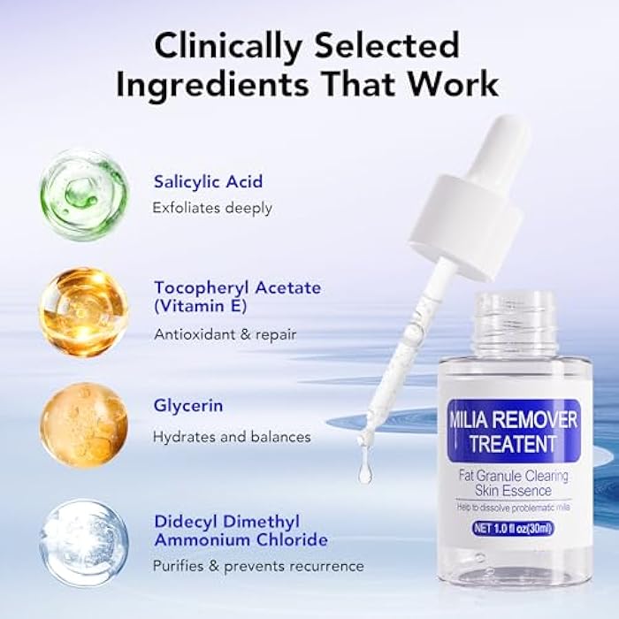 DERMFREE MILIA REMOVER 30 mL Milia Remover Treatment, Milia Spot Treatment with Salicylic Acid Milia Acne Serum Clearing Skin Essence - Image 4