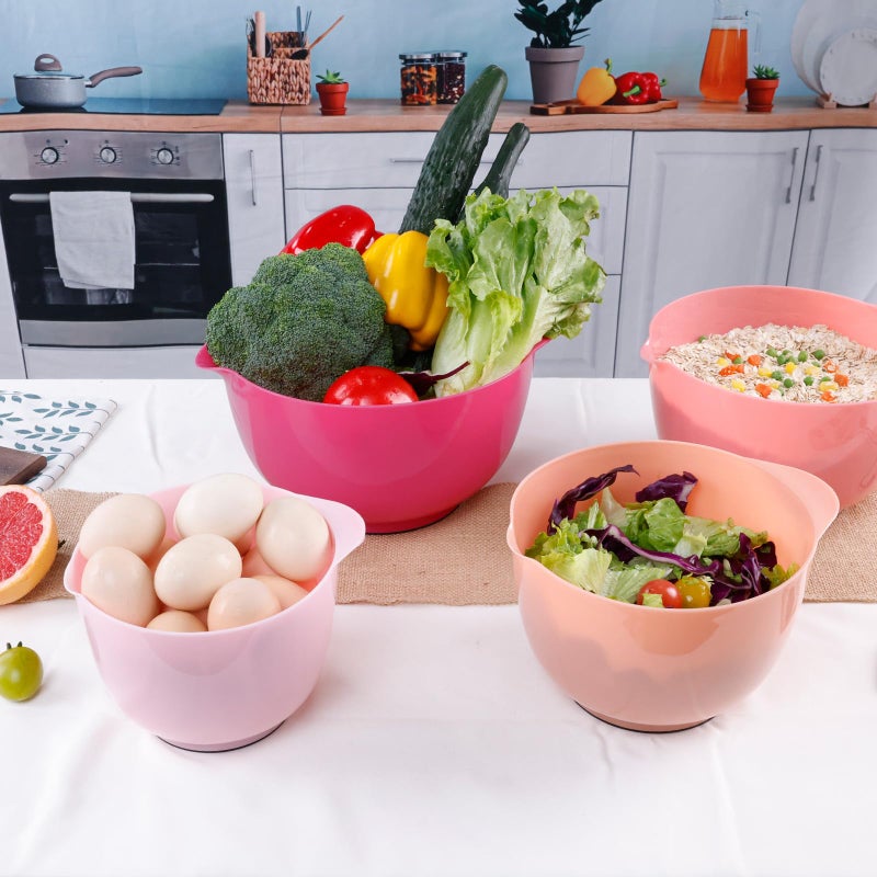BoxedHome Classic Mixing Bowl Set, BPA Free Plastic, Microwave and Dishwasher Safe (Set of 4, Pink), 4.5 quarts - Image 4