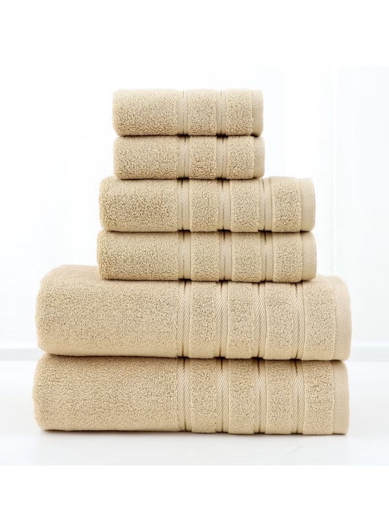 Huitich 6-Piece Pure Cotton Bath Towel Set Beige  - Image 1