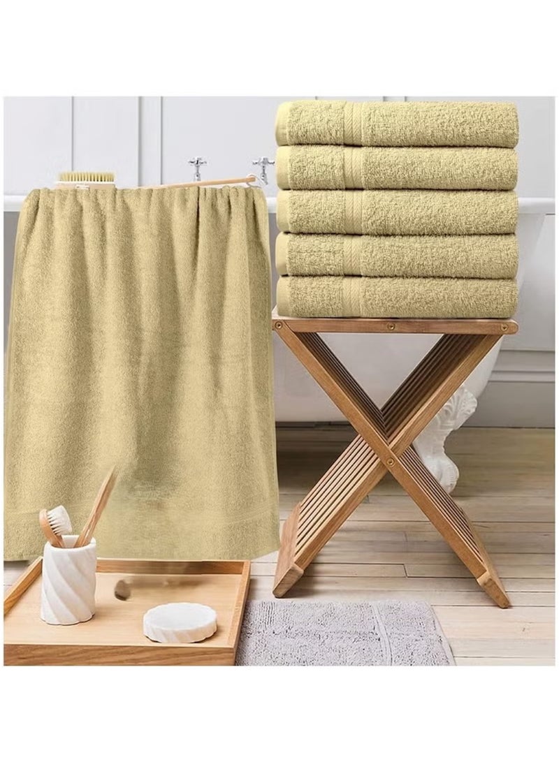 Huitich 6-Piece Pure Cotton Bath Towel Set Beige  - Image 2
