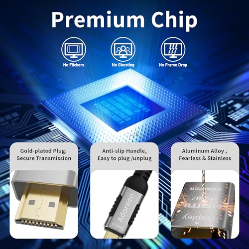 Adoreen 4K@60Hz 2K USB C to Downward 90 Degree Angled HDMI Cable 3 Ft, Slim Thin HDR Type C 3.1 to HDMI 2.0 Adapter Cord Thunderbolt 3/4 for MacBook, iPhone 16/15, iPad, Galaxy,Surface,TV Monitor+Ties - Image 4