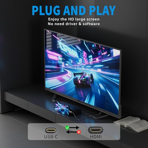 Adoreen 4K@60Hz 2K USB C to Downward 90 Degree Angled HDMI Cable 3 Ft, Slim Thin HDR Type C 3.1 to HDMI 2.0 Adapter Cord Thunderbolt 3/4 for MacBook, iPhone 16/15, iPad, Galaxy,Surface,TV Monitor+Ties - Image 5