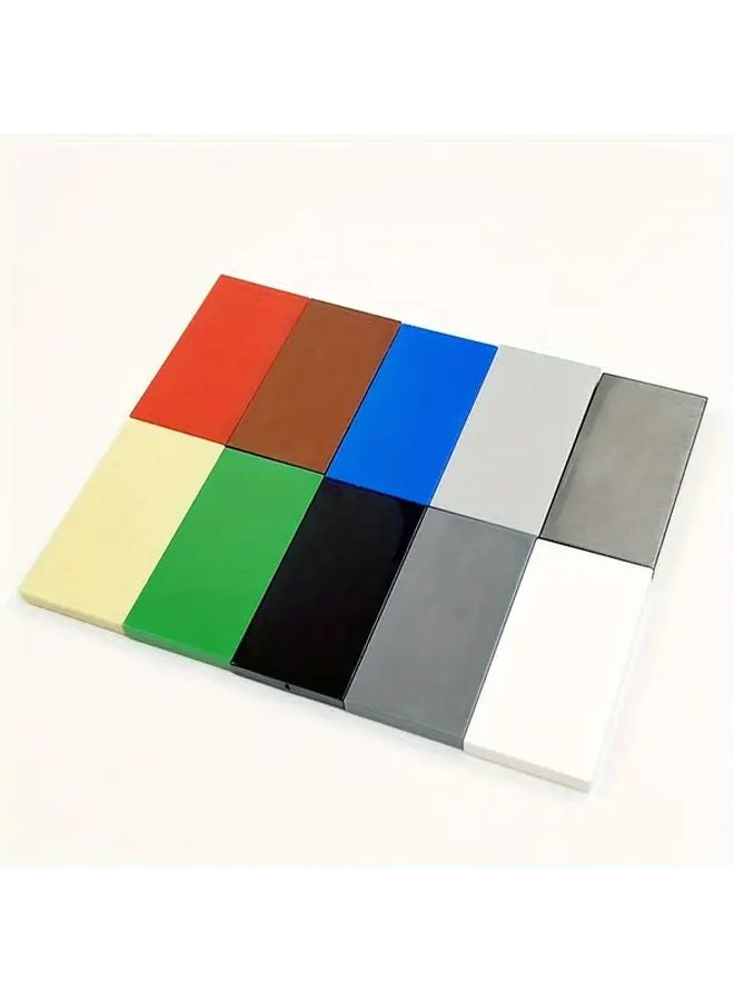 Red Building Blocks Set 9pcs 3x6 Low Wall Flat Plate Bricks ABS Plastic Farm Garden Architectural Scenery - Image 4