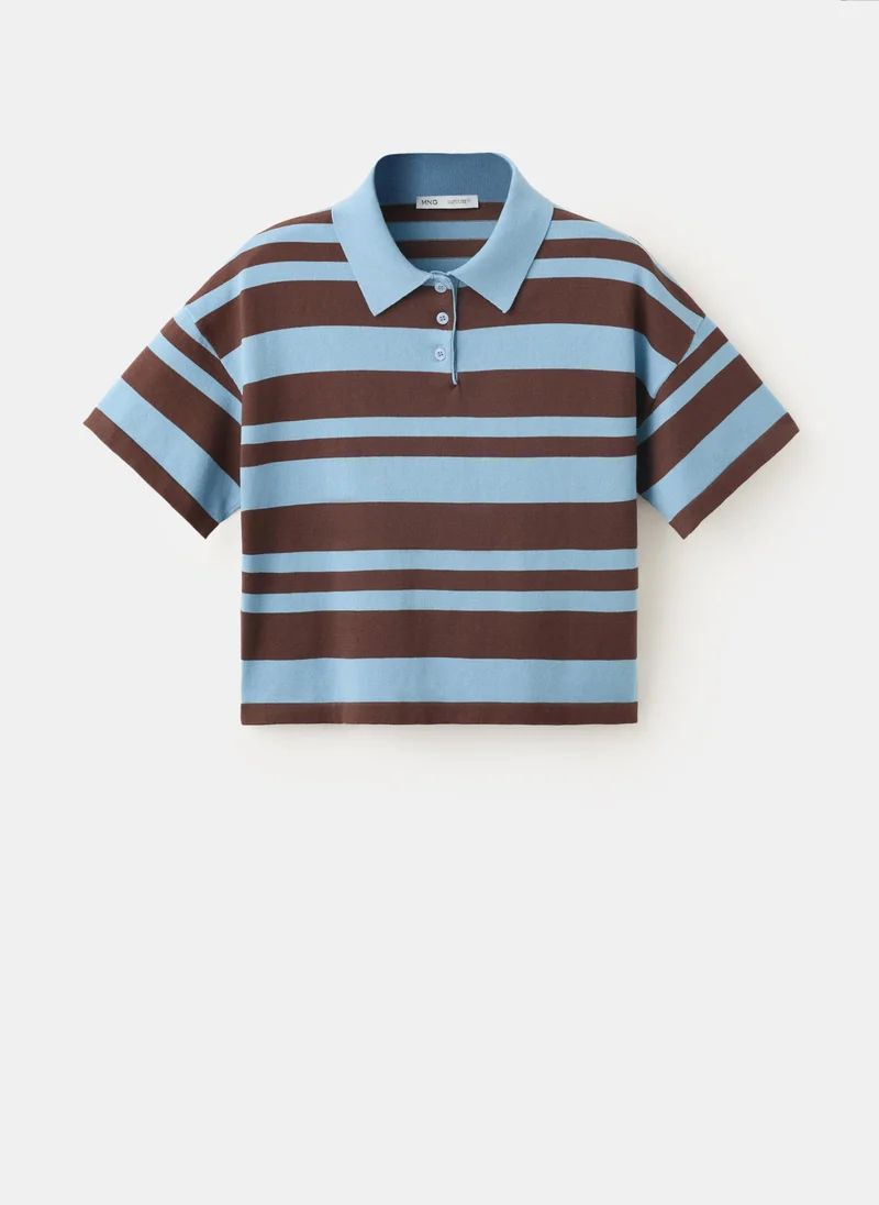 Mango 50-CELESTE Striped Cotton Polo Shirt for Women | Best Price UAE