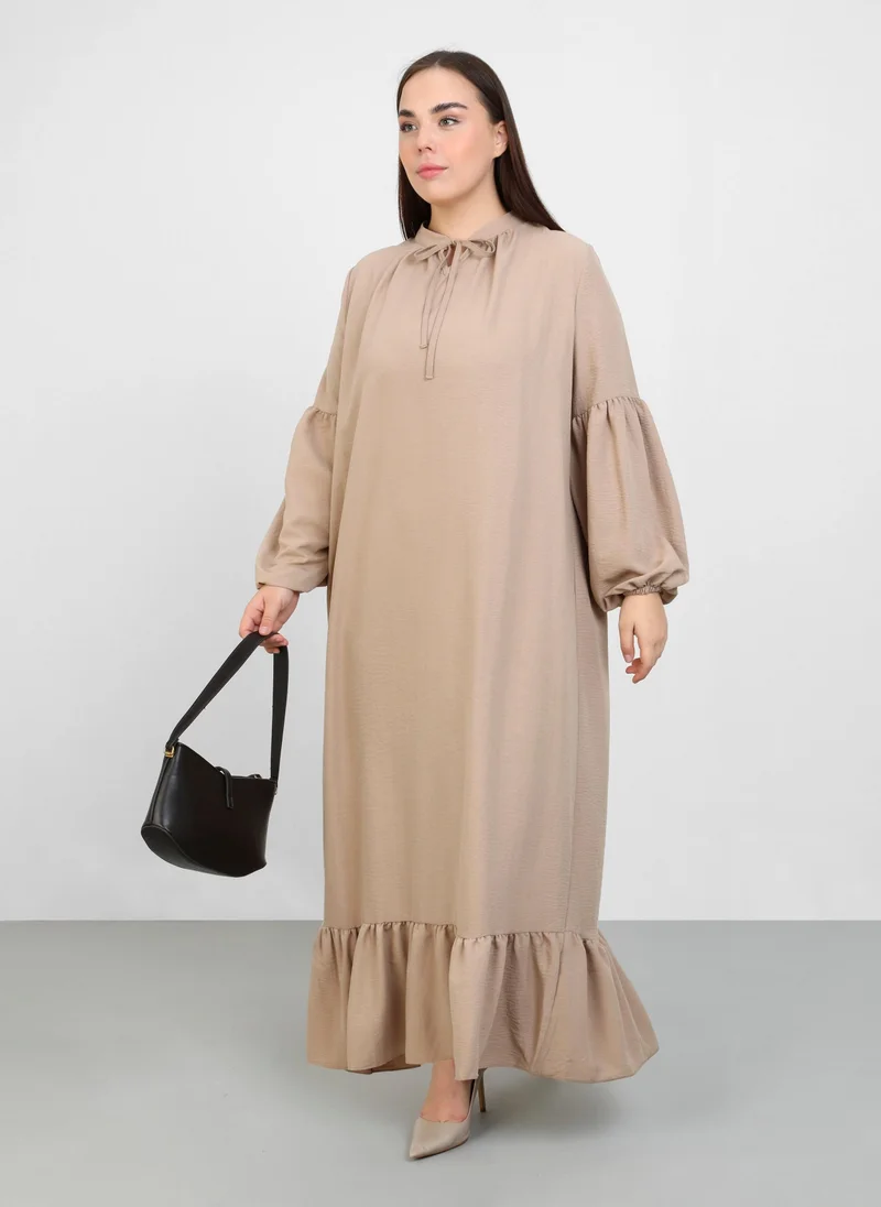 Alia by modanisa Dark Mink - Plus Size Dress - Alia