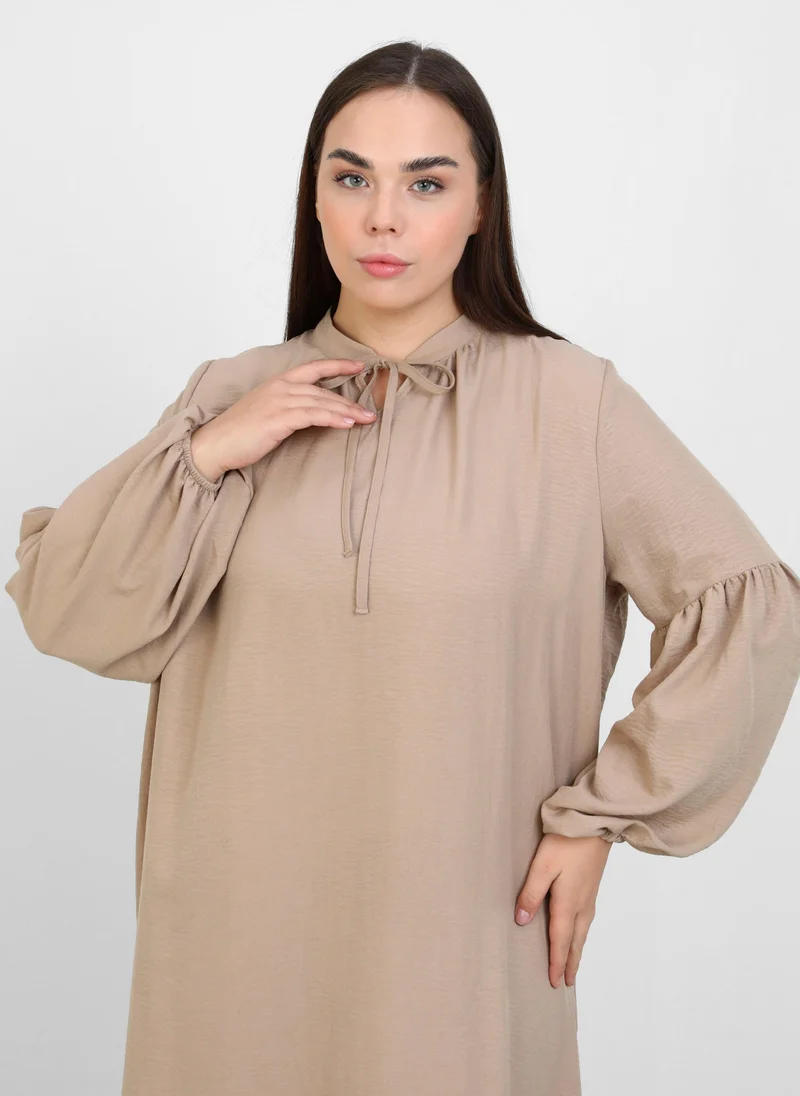 Alia by modanisa Dark Mink - Plus Size Dress - Alia