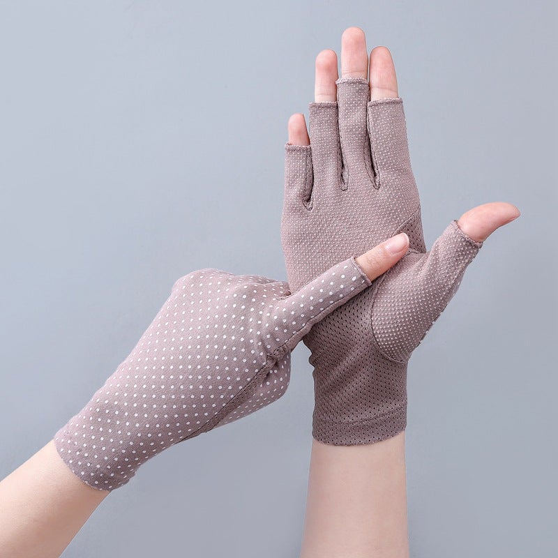 Summer UV Protection Half-Finger Gloves lotus root starch 