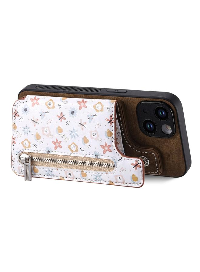 S-TOP Case For iPhone 11 Retro Painted Zipper Wallet Back Phone Case - Image 2