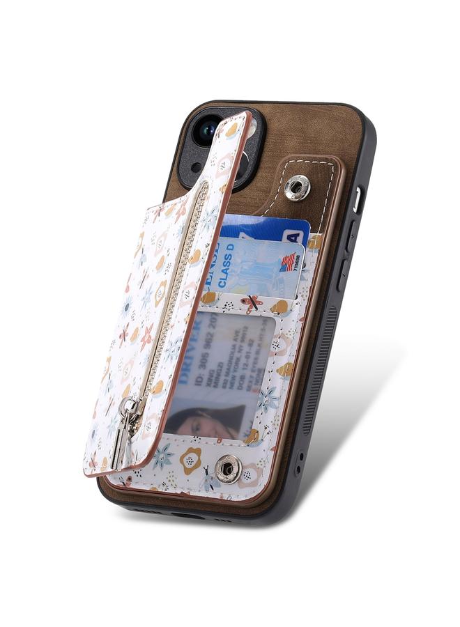 S-TOP Case For iPhone 11 Retro Painted Zipper Wallet Back Phone Case - Image 3
