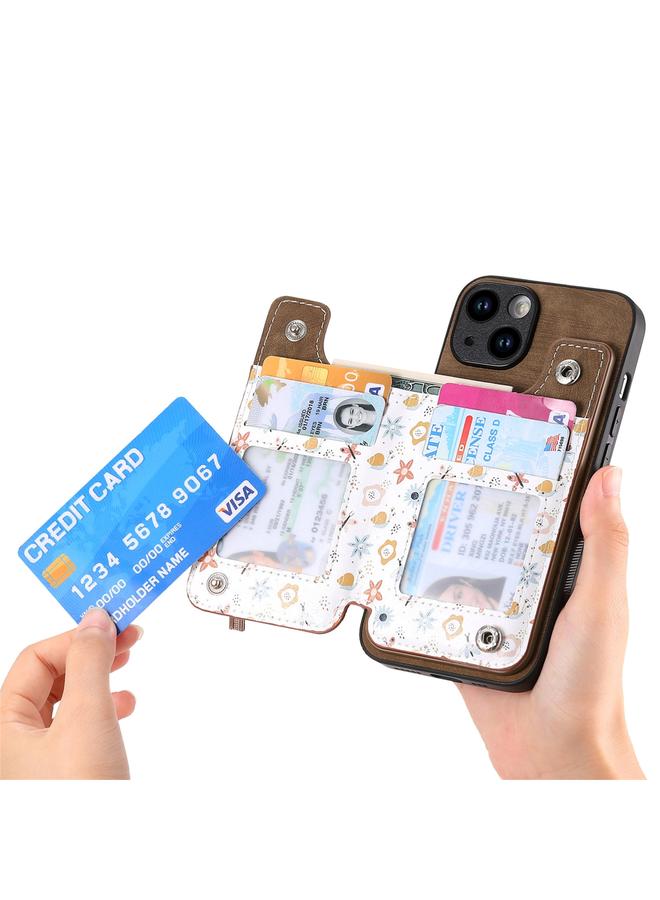 S-TOP Case For iPhone 11 Retro Painted Zipper Wallet Back Phone Case - Image 4