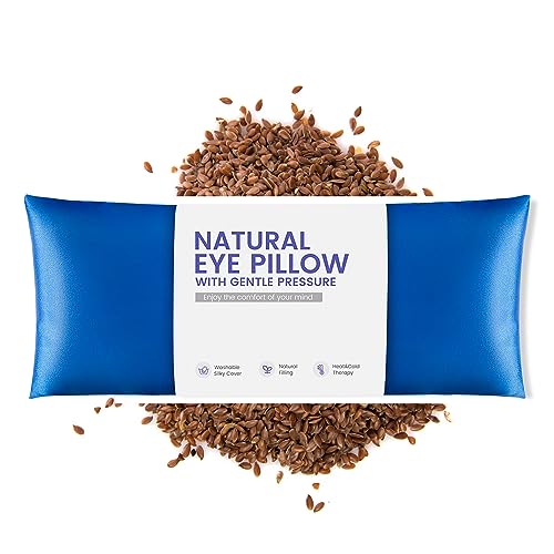 MEISENHOME Eye Pillow for Yoga Relaxation Sleeping Microwavable Weighted Eye Mask Heated for Meditation Dry Eyes Moist Heat Hot Cold Eye Compress with Aromatherapy No Scent Blue - Image 2