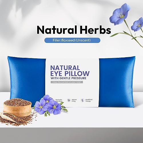 MEISENHOME Eye Pillow for Yoga Relaxation Sleeping Microwavable Weighted Eye Mask Heated for Meditation Dry Eyes Moist Heat Hot Cold Eye Compress with Aromatherapy No Scent Blue - Image 5