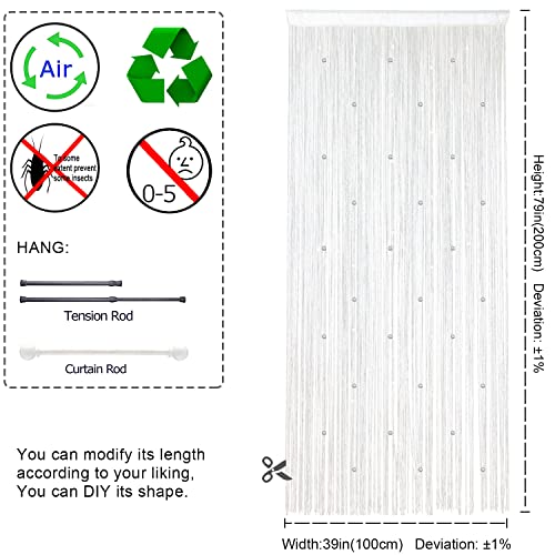 YIIBAII Beaded Curtain Beaded Curtains for Doorways Crystals Suitable for Interior Hanging Decoration and Partitions Closet Curtains (39"x79", White) - Image 4