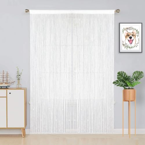 YIIBAII Beaded Curtain Beaded Curtains for Doorways Crystals Suitable for Interior Hanging Decoration and Partitions Closet Curtains (39"x79", White) - Image 3