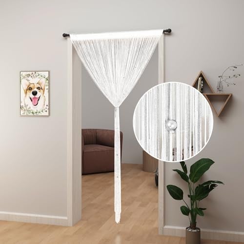 YIIBAII Beaded Curtain Beaded Curtains for Doorways Crystals Suitable for Interior Hanging Decoration and Partitions Closet Curtains (39"x79", White) - Image 2
