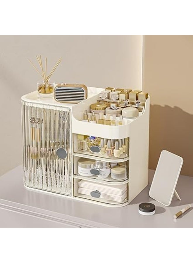 منظم مكياج أكريليك بمرآة ضد الكسر تصميم عملي عالي الجودة لتنظيم أدوات التجميل والإكسسوارات BK - Image 4