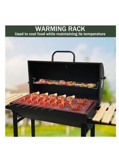 Rightsure Charcoal Grill,Outdoor Smoker with Cast Iron Grates, Premium Wood Shelf and Thermometer Control,for Outdoor Cooking Camping Hiking Picnics Backpacking or Any Outdoor Event (Black-L)  - Image 3