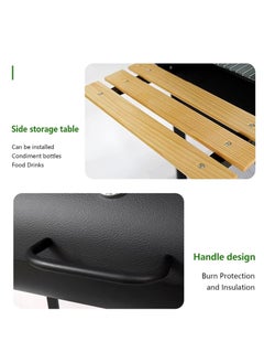 Rightsure Charcoal Grill,Outdoor Smoker with Cast Iron Grates, Premium Wood Shelf and Thermometer Control,for Outdoor Cooking Camping Hiking Picnics Backpacking or Any Outdoor Event (Black-L)  - Image 4