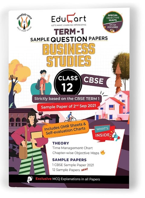 Educart CBSE Term 1 BUSINESS STUDIES Sample Papers Class 12 MCQ Book For Dec 2021 Exam (Based on 2nd Sep CBSE Sample Paper 2021)