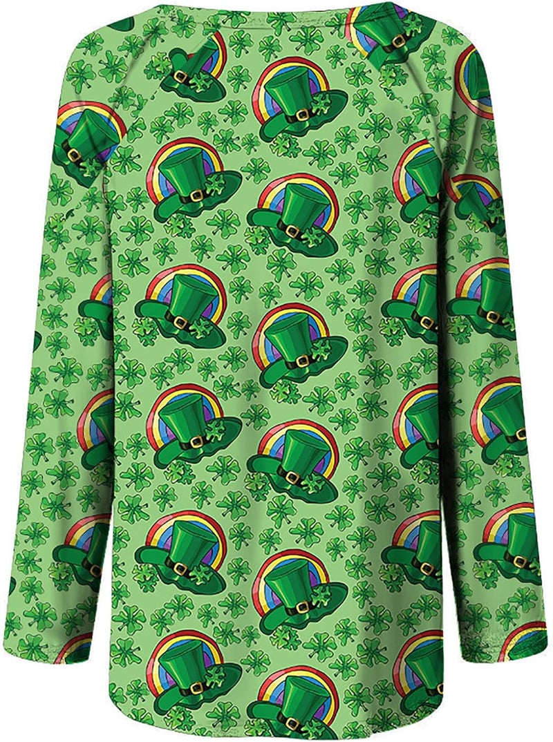cheekyglo St Patricks Day Sweatshirts for Women Loose Long Sleeve Shirts Shamrock Print Blouse Saint Patricks Day Pullover Tops - Image 5