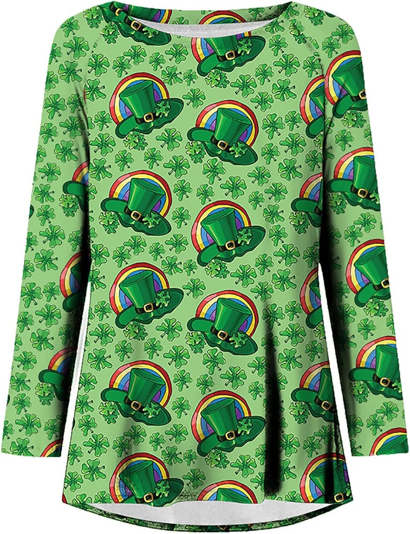 cheekyglo St Patricks Day Sweatshirts for Women Loose Long Sleeve Shirts Shamrock Print Blouse Saint Patricks Day Pullover Tops - Image 4