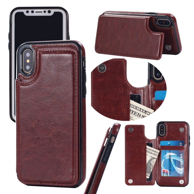 Business Leather Flip Case with Card Slot for iPhone 17 Pro - Crazy Horse Texture, Magnetic Stand, Drop Protection