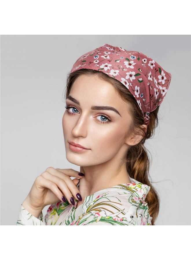 OIIKI 3 Pieces Floral Elastic Hair Scarf Headband Boho Floral Style Chiffon Head Kerchief Headband With Hair Clips Triangle Hair Bandanas For Women Girls  - Image 5