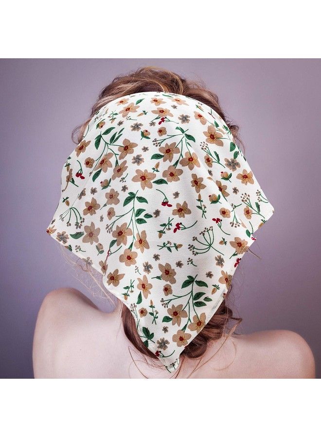 OIIKI 3 Pieces Floral Elastic Hair Scarf Headband Boho Floral Style Chiffon Head Kerchief Headband With Hair Clips Triangle Hair Bandanas For Women Girls  - Image 4