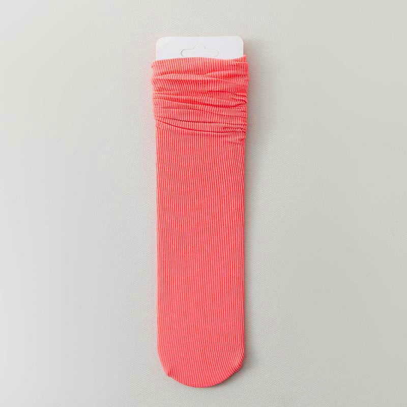 Socks Women's Stacked Socks Summer Ice Socks Thin Loose Japanese Velvet Ice Silk Summer Solid Color Long Mid-length Socks - Image 1