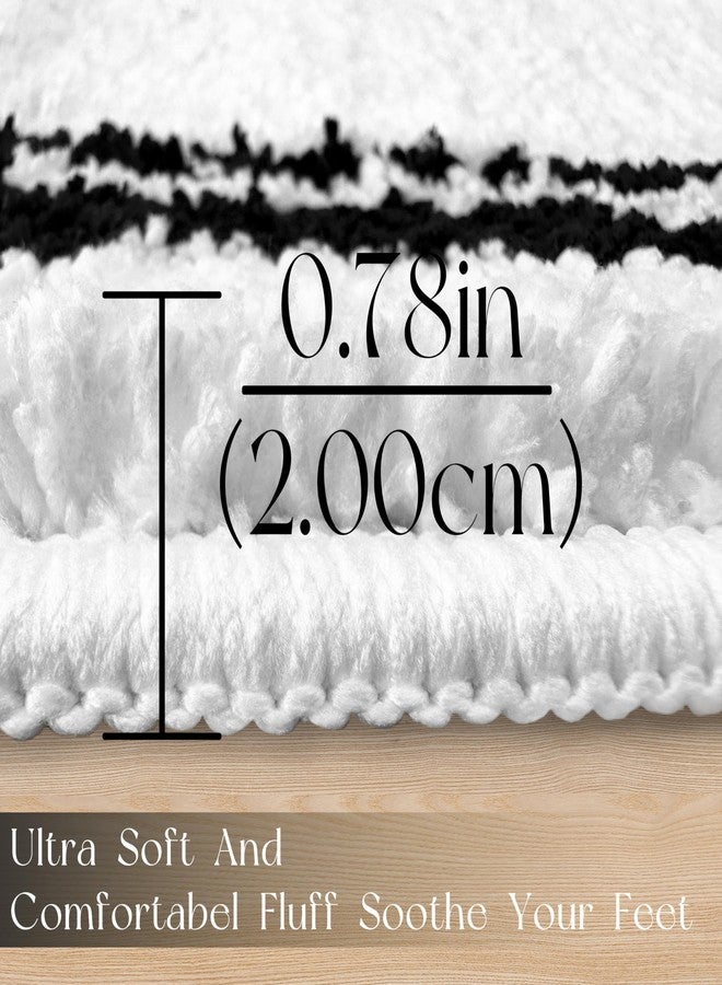 Tititex Luxury White Black Frame Line Bathroom Rug, 20x32 inch + 16x24 inch 2 pcs Extra Soft and Absorbent Microfiber, Non-Slip Plush Shaggy Bath Carpet, Mats for Floor, Tub and Shower - Image 3
