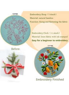 SYOSI Modern Flower Heart Embroidery Kit for Beginners, Includes Patterns, Instructions, Wooden Hoop, Threads, Needles, Cross Stitch Needlepoint Kit for Adults, 4 PCS  - Image 3