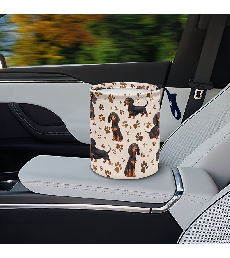 Portable Adorable Dachshund Car Trash Can Collapsible Washable Interior Car Organizer Essential For Road Trip - Image 4