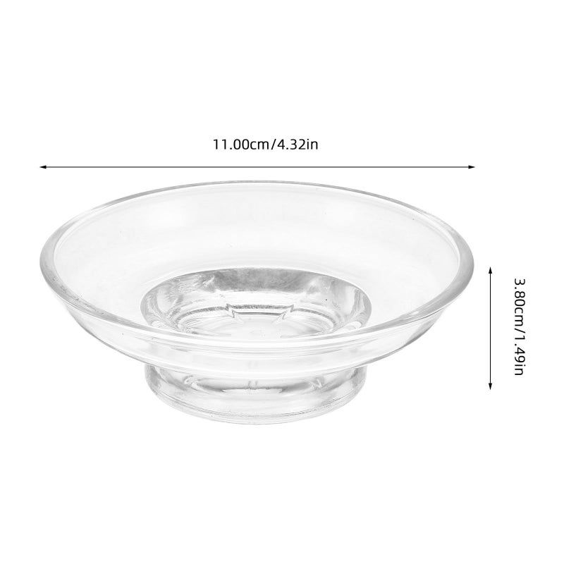 Glass Soap Dish with Drain Tray 11cm for Bathroom Home and Travel - Image 3
