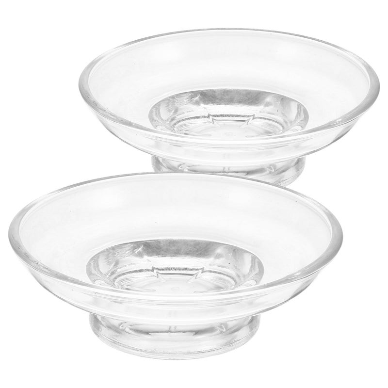Glass Soap Dish with Drain Tray 11cm for Bathroom Home and Travel - Image 2
