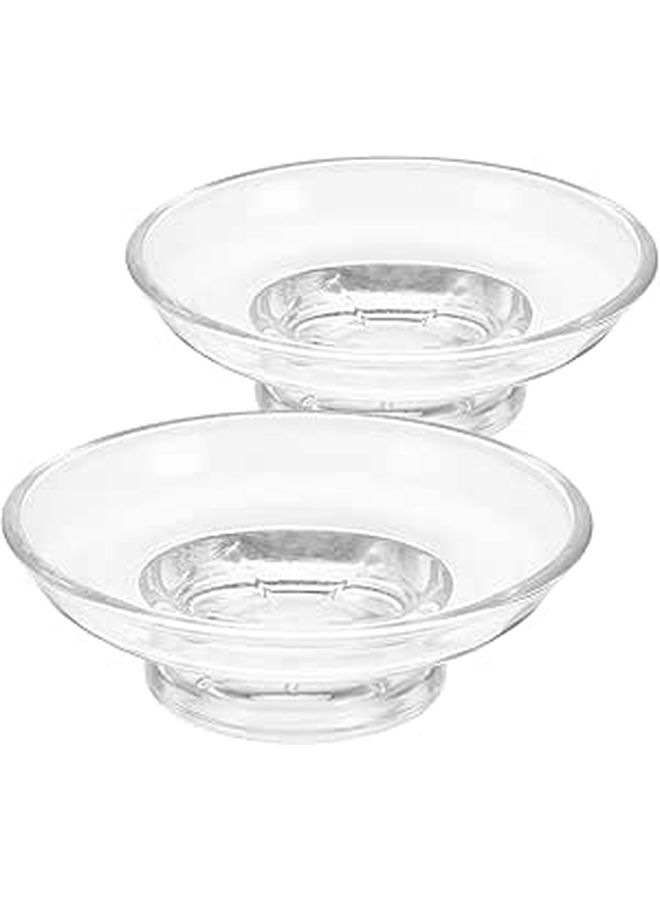 Glass Soap Dish with Drain Tray 11cm for Bathroom Home and Travel - Image 1
