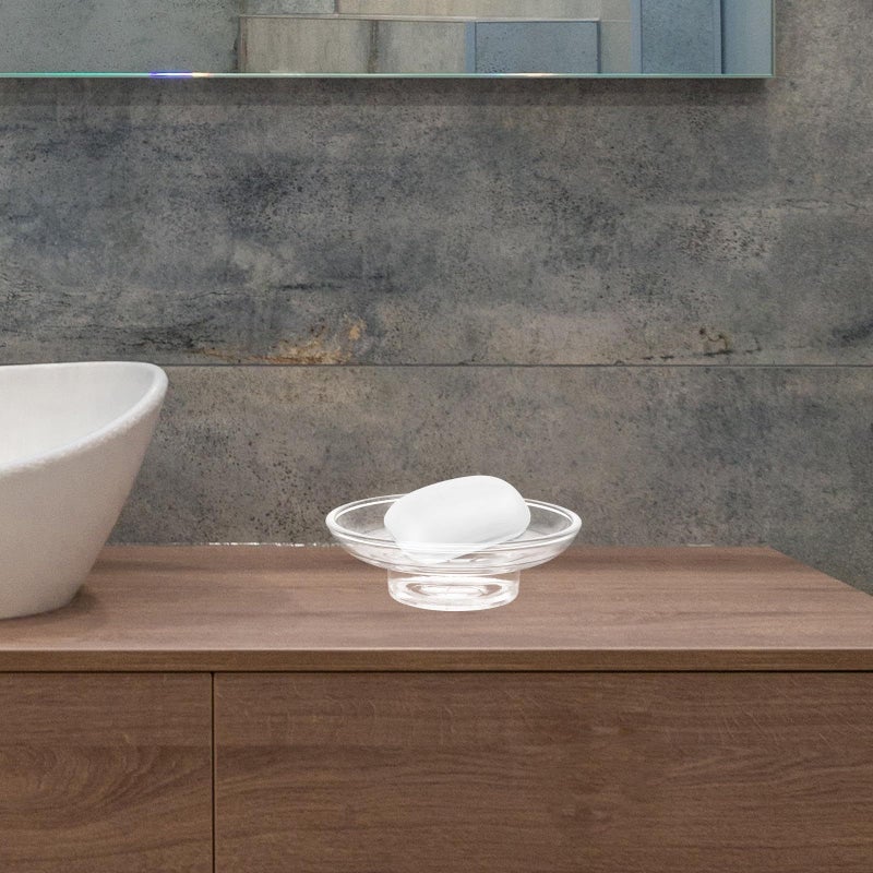 Glass Soap Dish with Drain Tray 11cm for Bathroom Home and Travel - Image 5