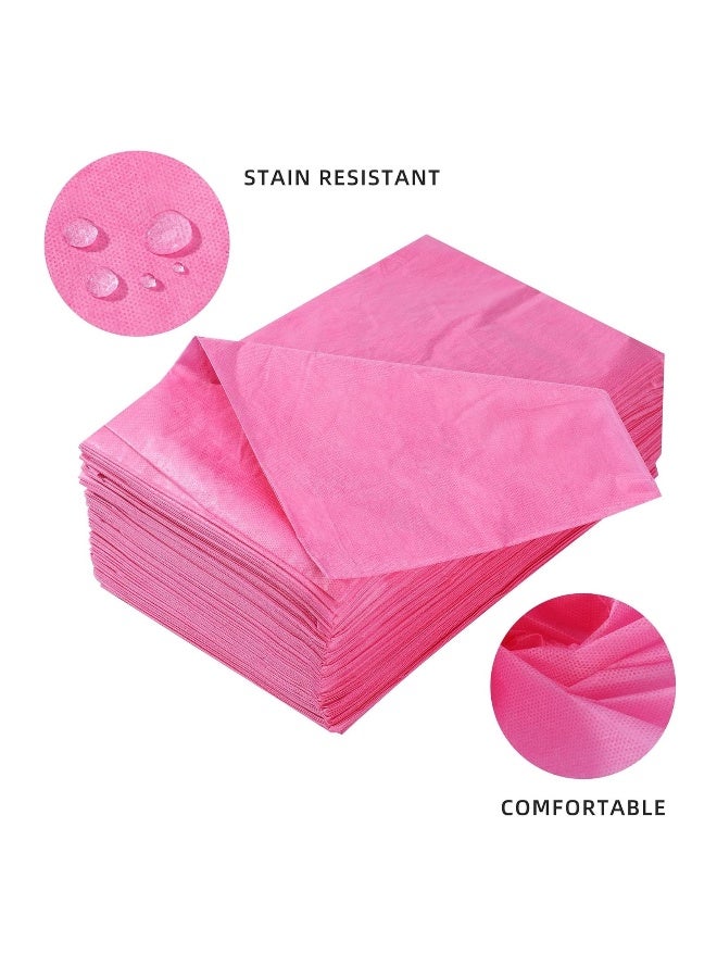 Generic 100 Pieces Disposable Non Woven Massage Table Sheets Set Include 50 Pieces 31x71 Inches Soft Massage Bed Sheet & 11x14 Inches Face Cradle Covers For Massage Beauty Salon - Pink  - Image 3