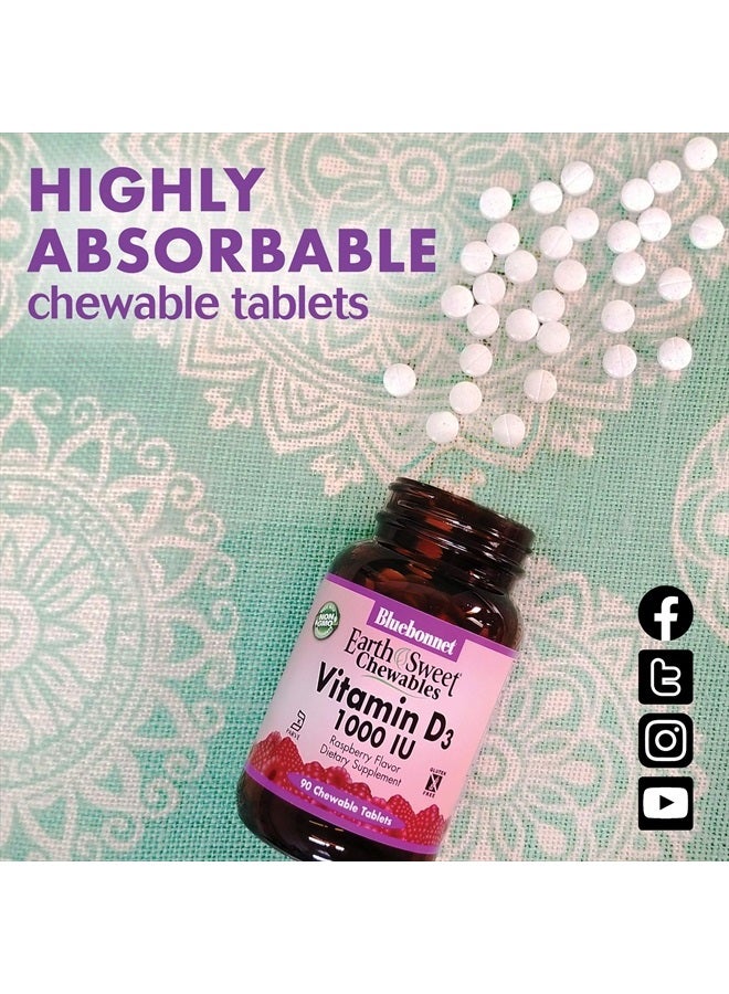 BlueBonnet Nutrition Earth Sweet Vitamin D3 1000 IU Chewable Tablets, Raspberry, 90 Count - Image 5