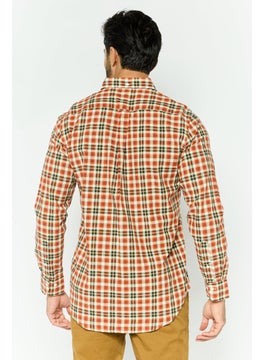 GANT Men Regular Fit Plaid Long Sleeves Casual Shirt, Red Spice  - Image 3