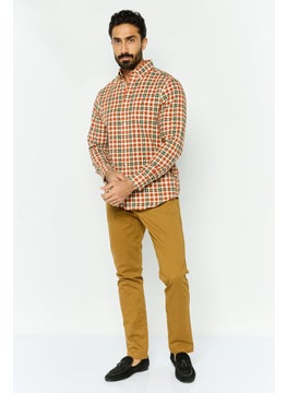 GANT Men Regular Fit Plaid Long Sleeves Casual Shirt, Red Spice  - Image 4