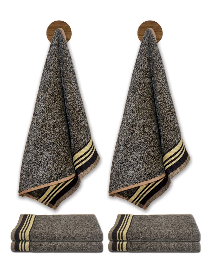 Athom Living Milange Hand Towels - 40 x 60 cm, Multipurpose, Soft Cotton, Absorbent, Quick-Drying, Brown Color, Set of 6 - Image 1
